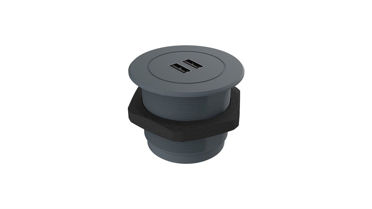 Metalline® Circular-Line Modüler Hızlı Şarj Kutusu - USB - Antrasit