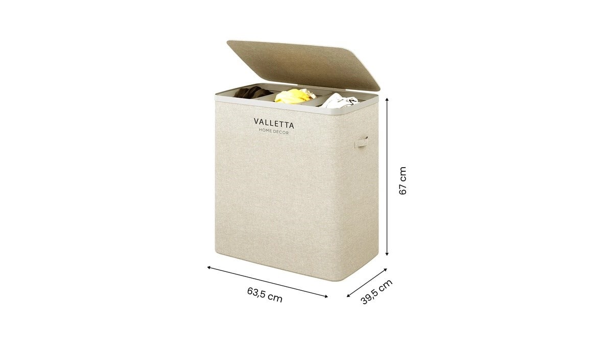 VALETTA PALOMA 120 L Üç Bölmeli Çamaşır Sepeti - Kapuçino Bej