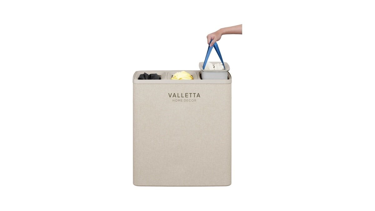 VALETTA PALOMA 120 L Üç Bölmeli Çamaşır Sepeti - Kapuçino Bej