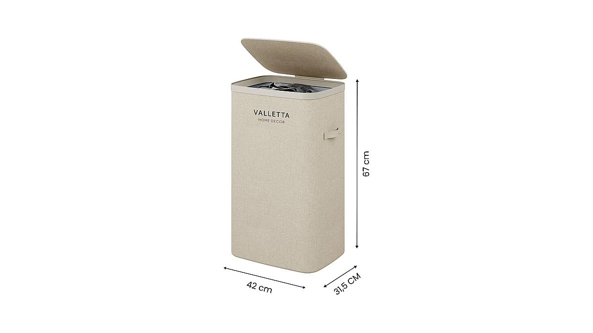 VALETTA PALOMA 60L Tek Bölmeli Çamaşır Sepeti - Kapuçino Bej