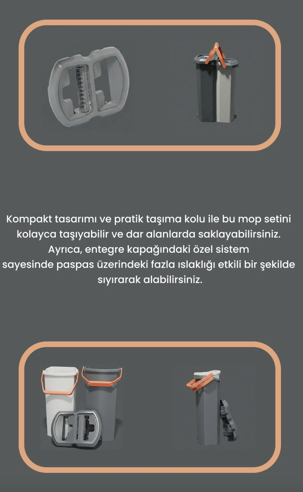VALLETTA KOLOMBO KİRLİ VE TEMİZ SU AYIRICILI ÇİFT BÖLMELİ TABLET MOP SETİ SIYIRICILI TEMİZLİK KOVASI