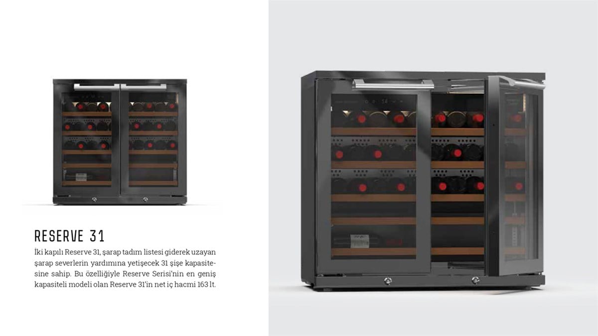 Vino Bellezza RESERVE-31 230 Şarap Soğutucu Siyah