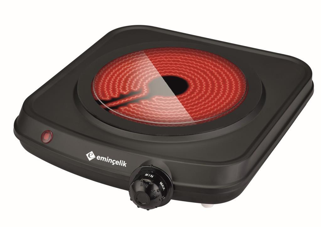 Eminçelik EC-SÜ VCB 01 1200 W Set Üstü Tek Gözlü Seramik Camlı Siyah Gövdeli Elektrikli Ocak 