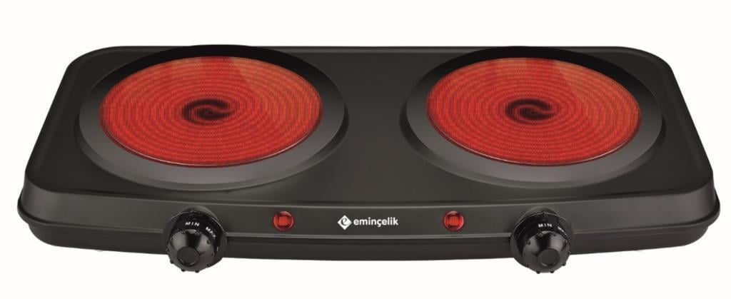 Eminçelik EC-SÜ VCB 02 2400 W Set Üstü İki Göz Seramik Camlı Siyah Gövdeli Elektrikli Ocak 