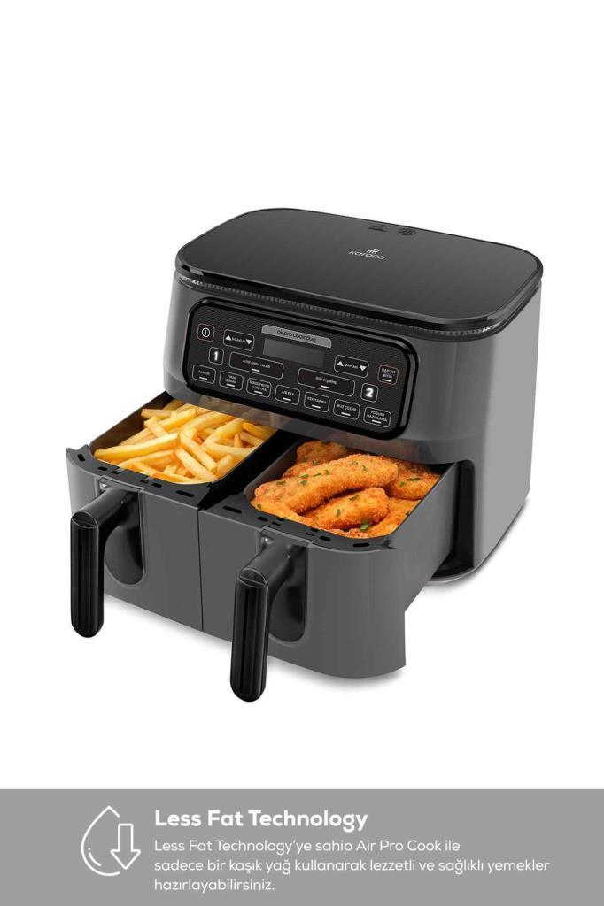 Karaca Air Pro Cook Duo Tandır XXXL 4+4 Litre Aırfryer Space Gray Black