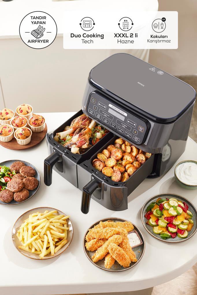 Karaca Air Pro Cook Duo Tandır XXXL 4+4 Litre Aırfryer Space Gray Black