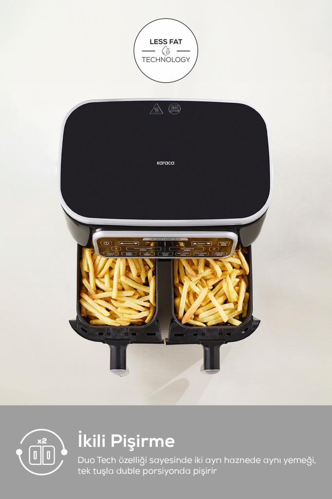 Karaca Air Pro Cook Duo Tandır XXXL 4+4 Litre Aırfryer Space Gray Black