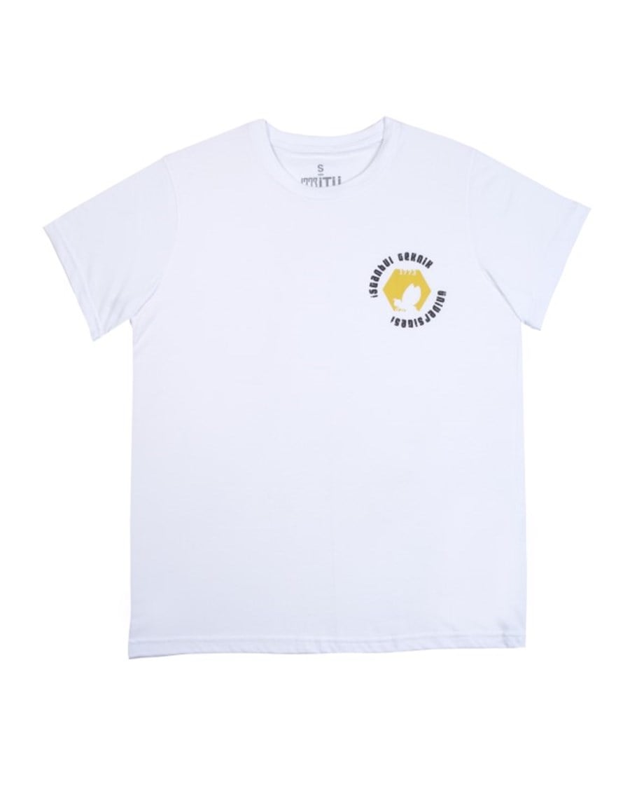 1773İtu.store Oversize Petek Arı Baskı T-Shirt Beyaz