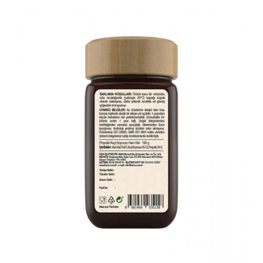 Keçiboynuzu + Ham Bal + Propolis 190 gr