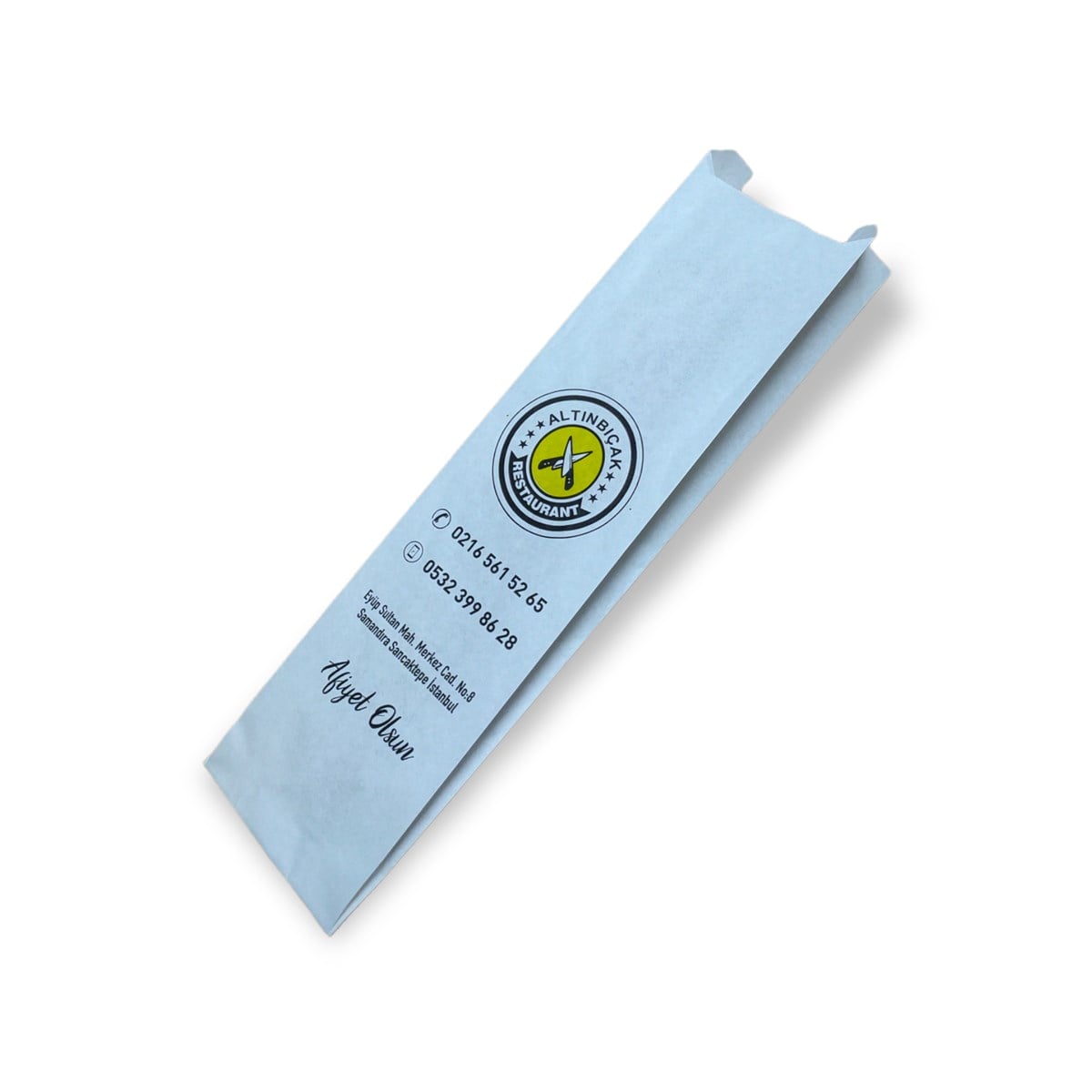 Baskılı Normal  Dürüm Kesekağıdı-Beyaz Yağlı Kağıt-(En:7cm/Boy:31cm/Körük:4cm)
