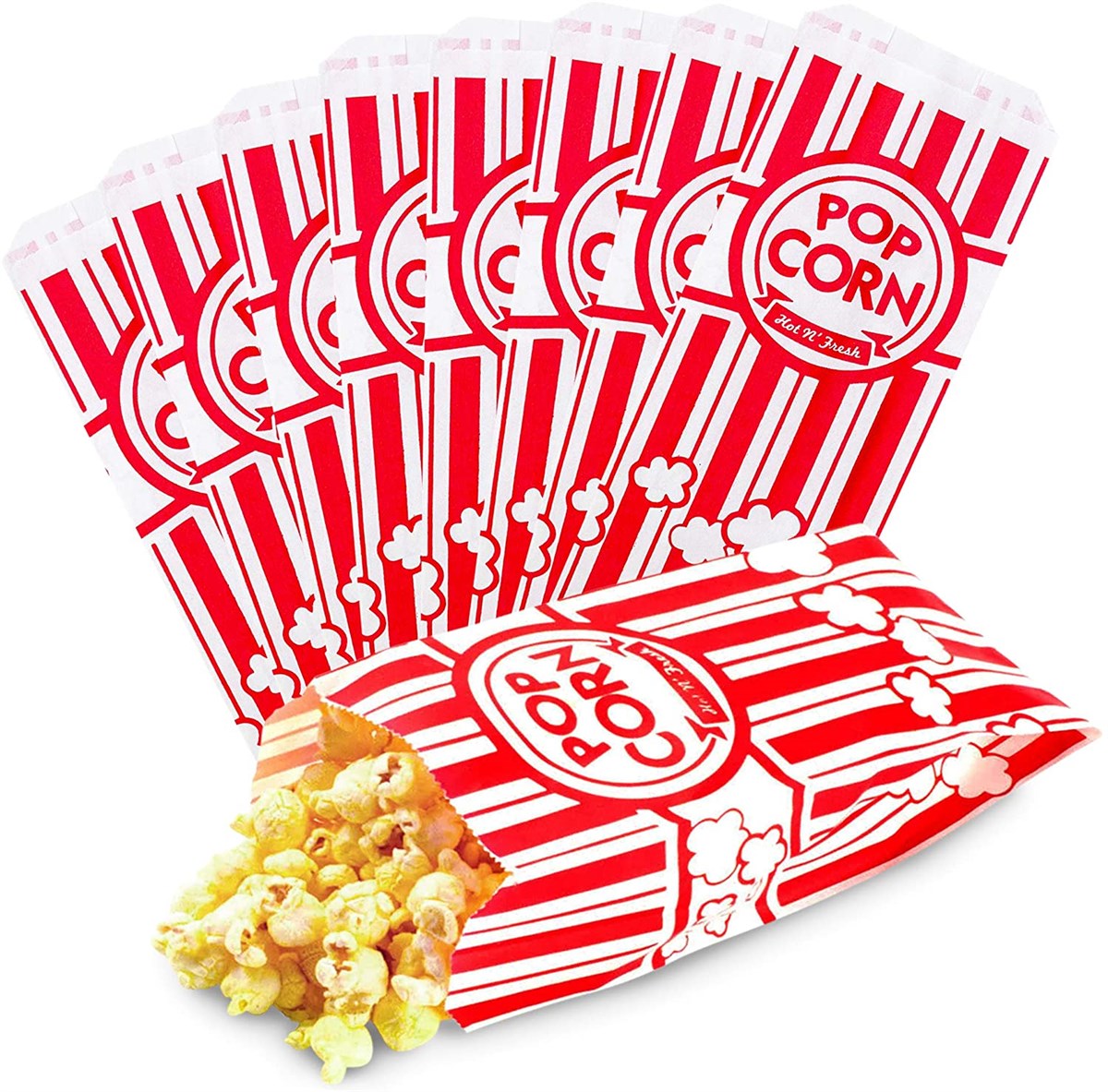 Baskılı Popcorn-Mısır Patlağı Kesekağıdı-Beyaz Yağlı Kağıt-(En:12cm/Boy:19cm/Körük:6cm)