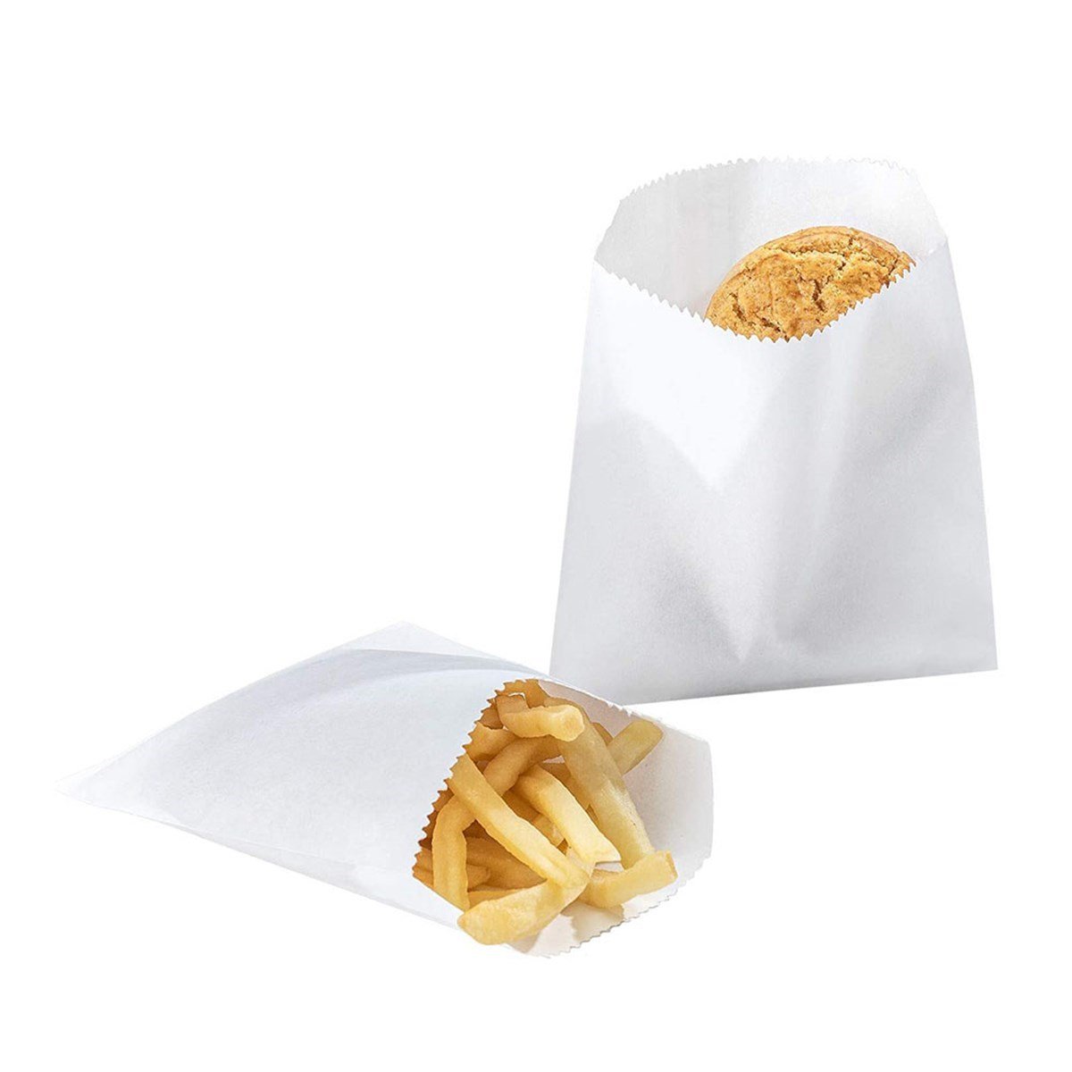 Baskısız Cips Kesekağıdı-Beyaz Yağlı Kağıt-(En:12cm/Boy:15cm/Körüksüz/Yanı Kapalı)