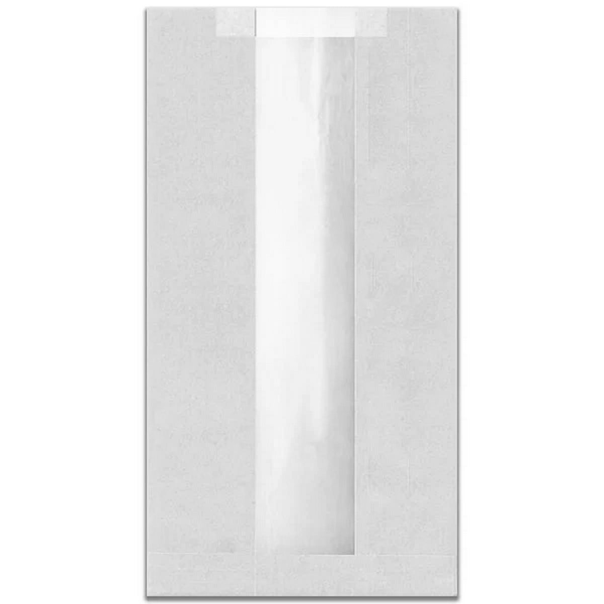 Baskısız Pencereli Büyük Boy Poğaça Kesekağıdı-Beyaz Yağlı Kağıt-(En:15cm/Boy:31cm/Körük:8cm+Pencere)