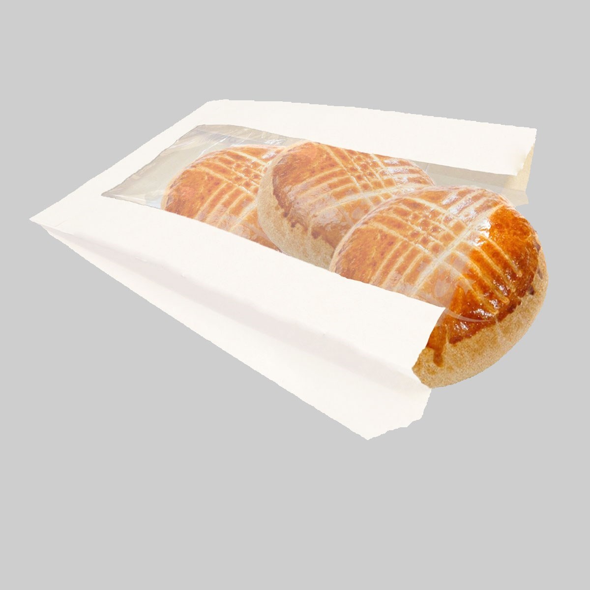 Baskısız Pencereli Küçük Boy Poğaça Kesekağıdı-Beyaz Yağlı Kağıt-(En:12cm/Boy:19cm/Körük:6cm+Pencere)