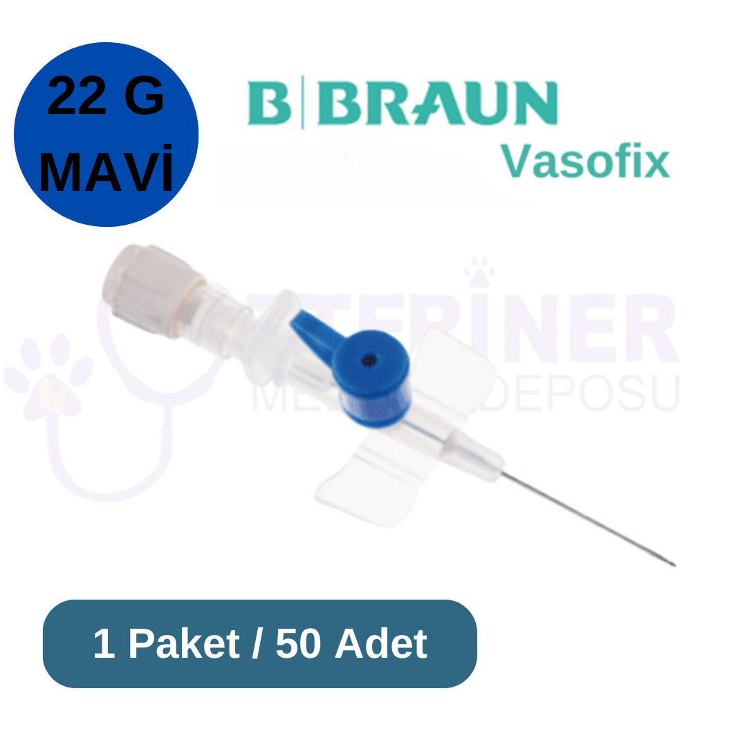 Braun Vasofix Branül (ıntraket)  50 lü Paket 22G Mavi