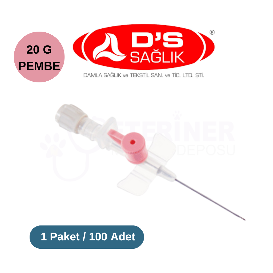 Damla Sağlık Branül (ıntraket)  100 lü Paket 20G Pembe