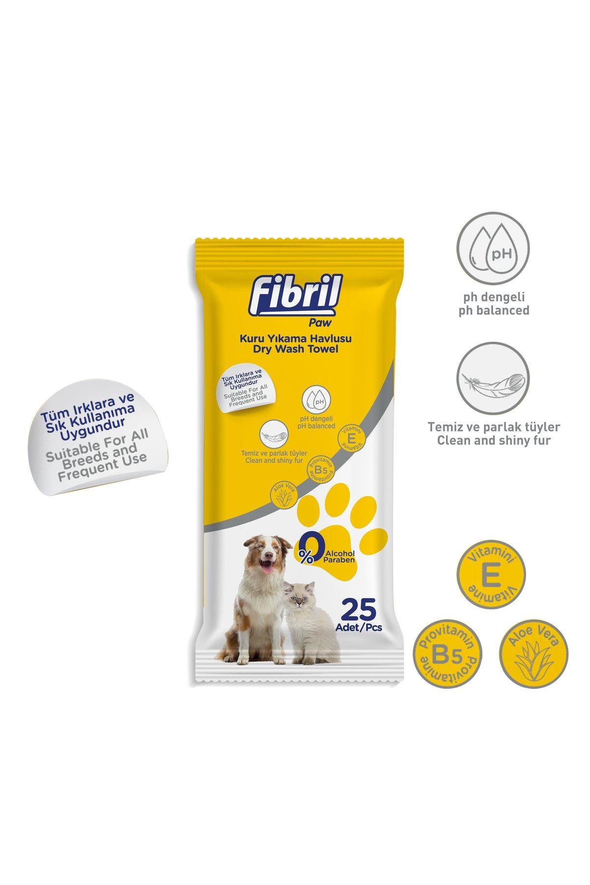 Fibril Evcil Hayvan Kuru Yıkama Havlusu 25 Adet
