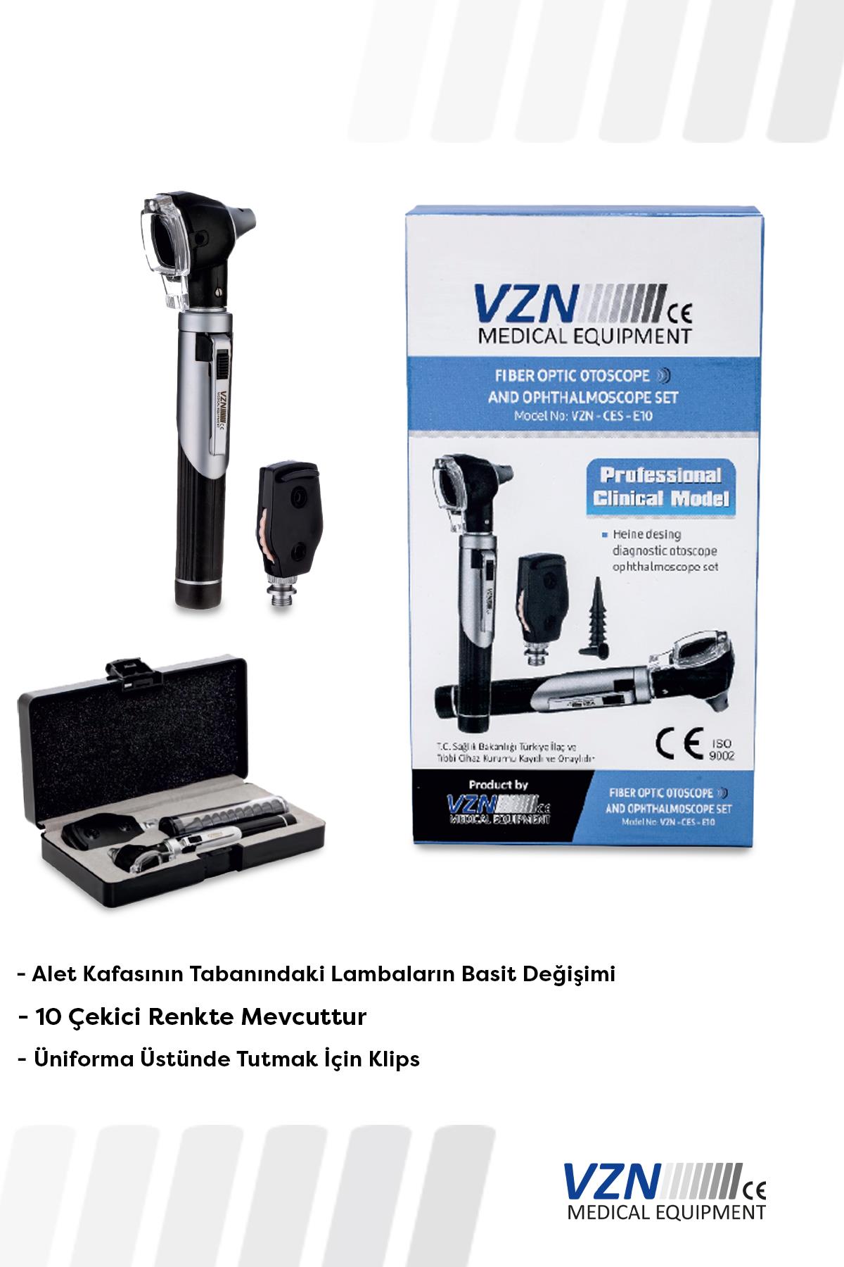 VZN Otoskop Oftalmaskop Fiber Optik Profesyonel Klinik Model Set VZN-CES-E10