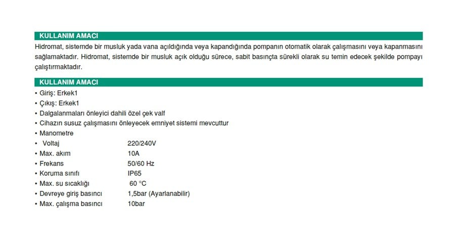 TAIFU - Otomatik Pompa Kontrol Cihazı (HİDROMAT)