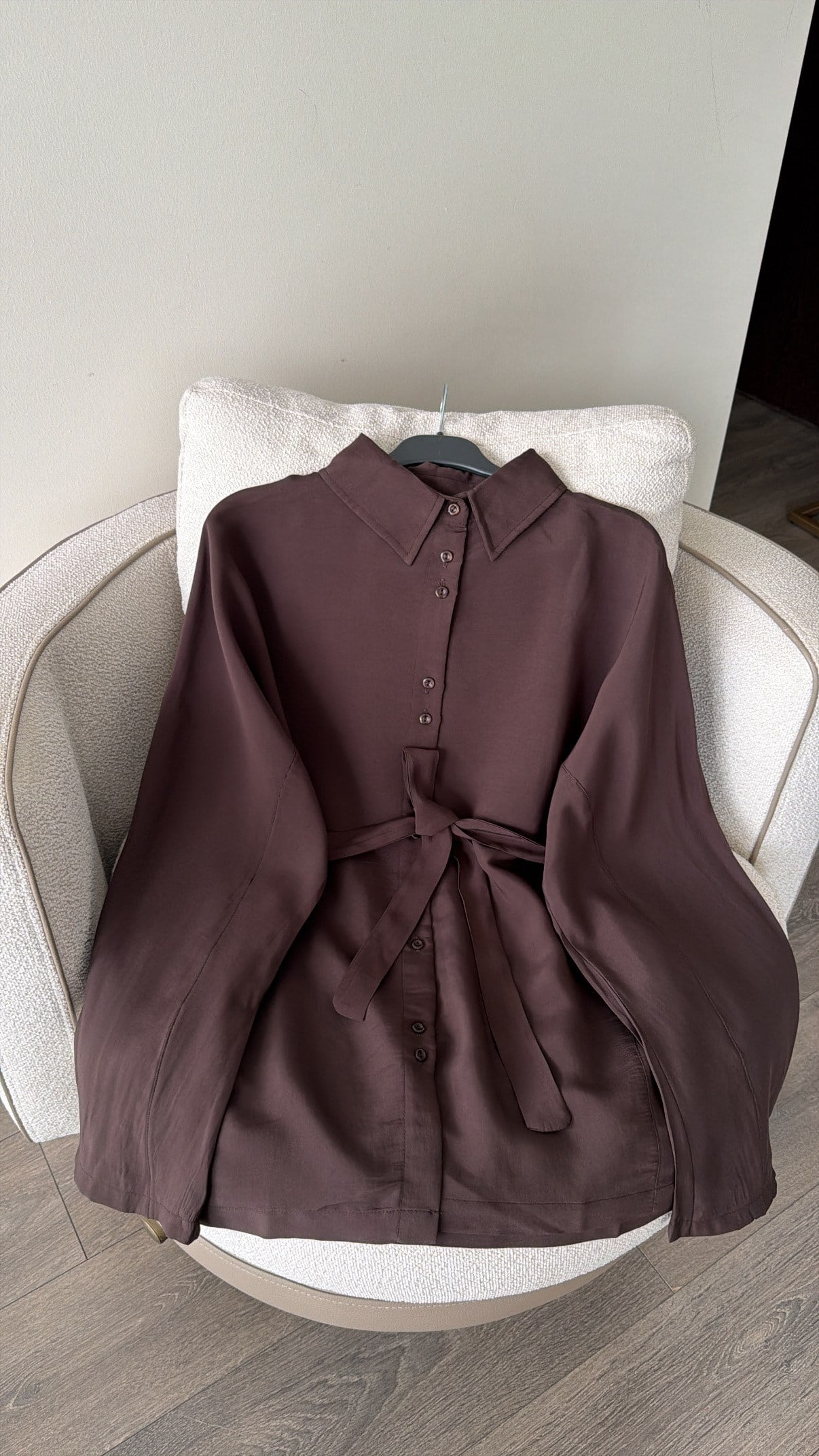 Bağcıklı Gömlek - Kahve