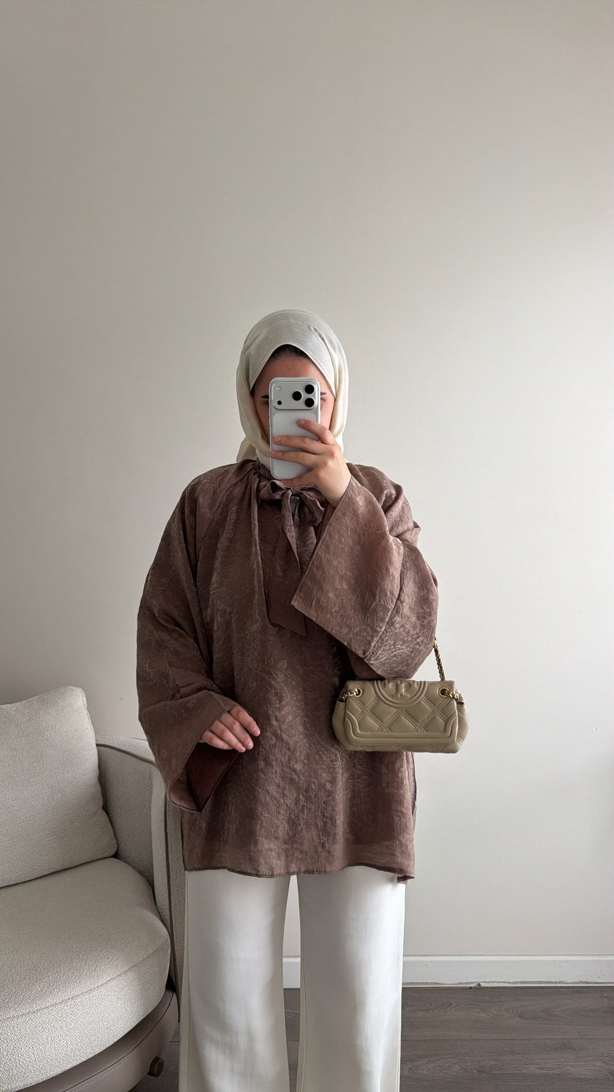 BAĞLAMA DETAYLI GÖMLEK - KAHVE