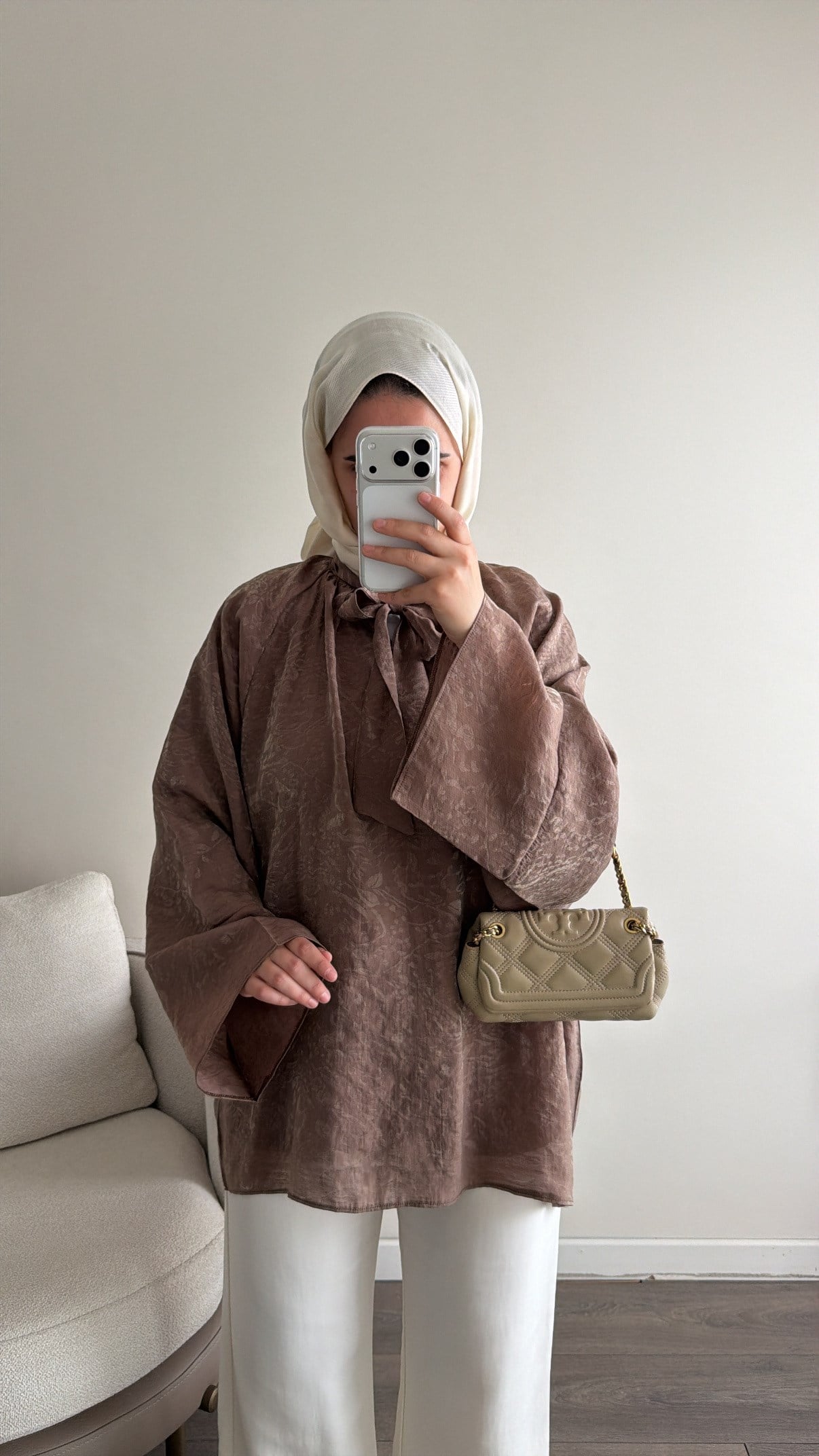 BAĞLAMA DETAYLI GÖMLEK - KAHVE