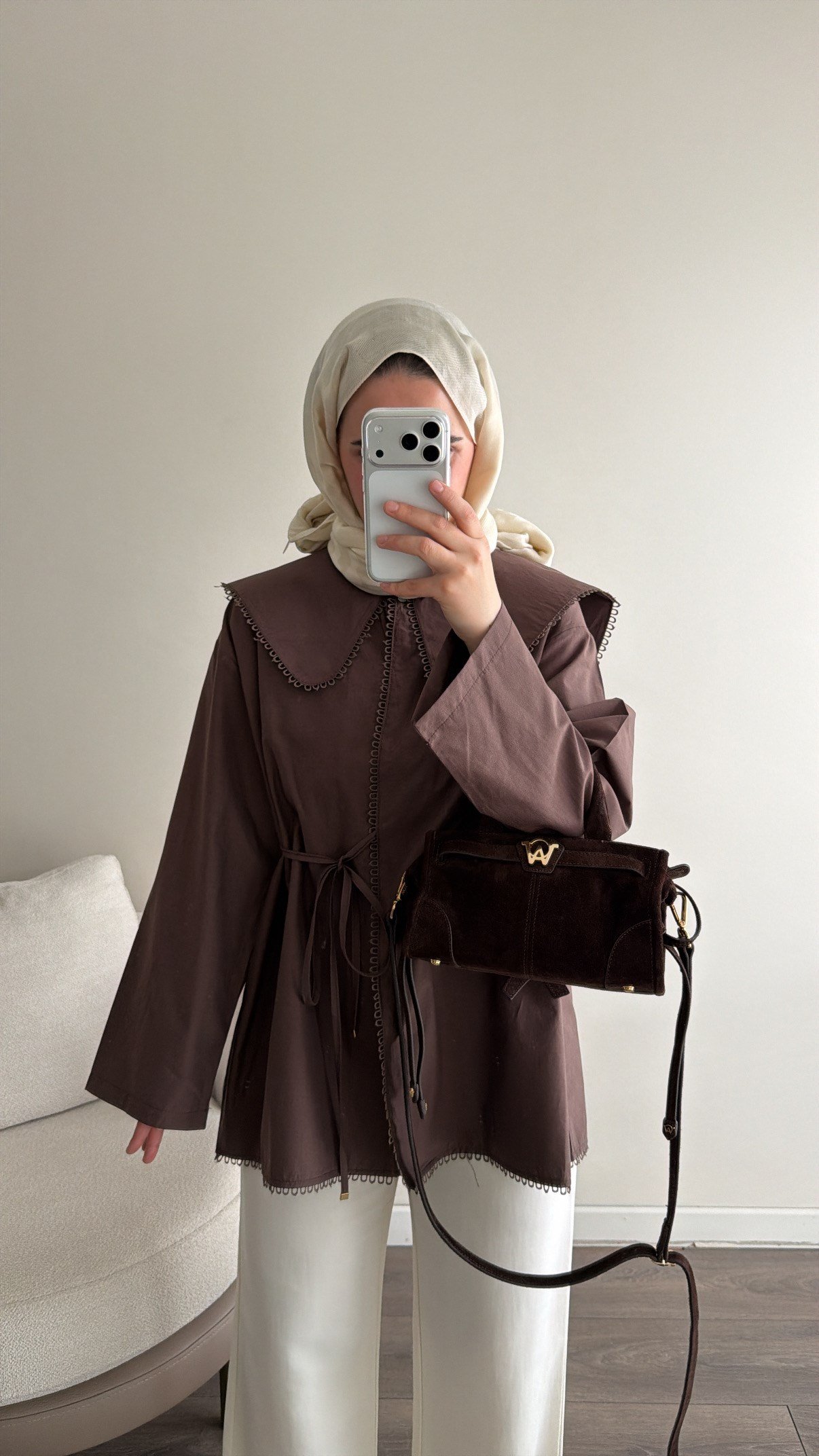 Bebe Yaka Gömlek - Kahve