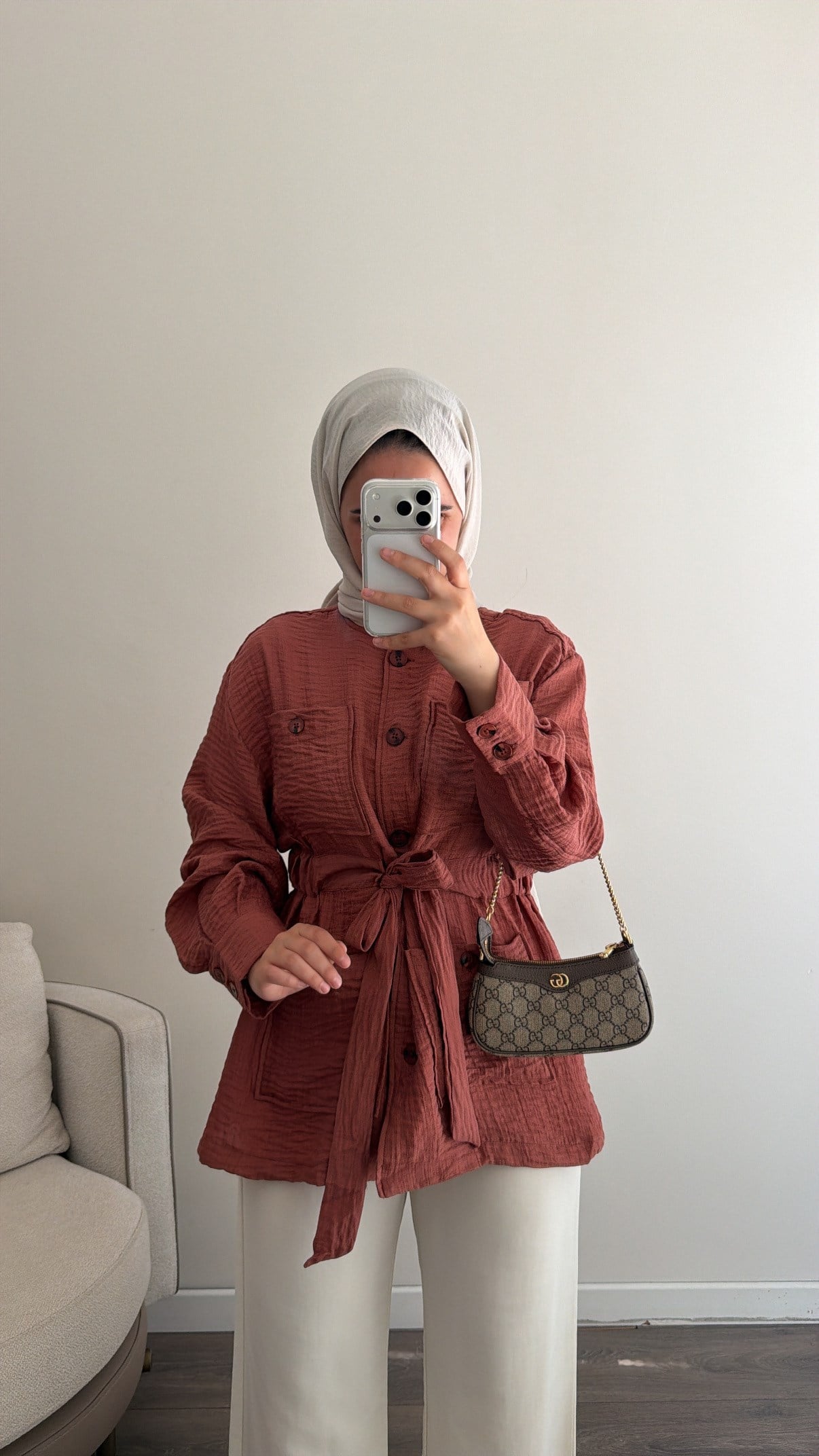 Beli Büzgü Detaylı Tunik - Kiremit