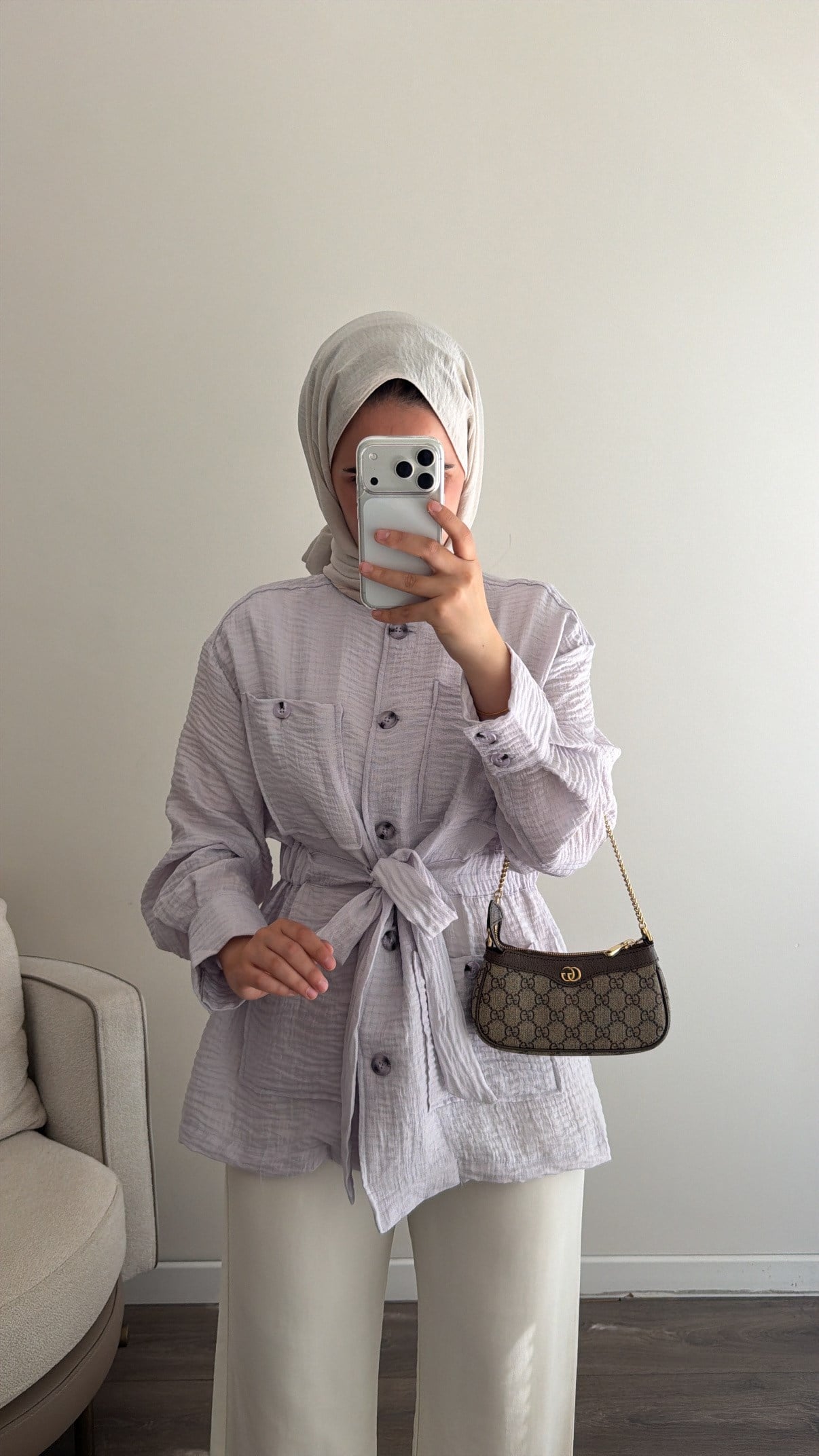 Beli Büzgü Detaylı Tunik - Soft Lila