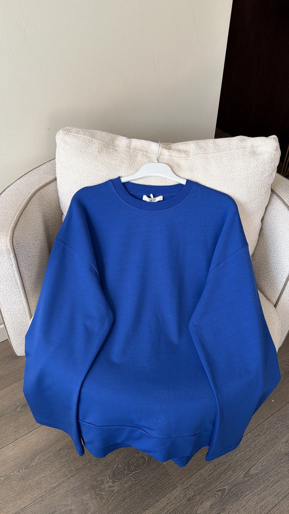 Bisiklet Yaka Oversize Sweatshirt - Saks
