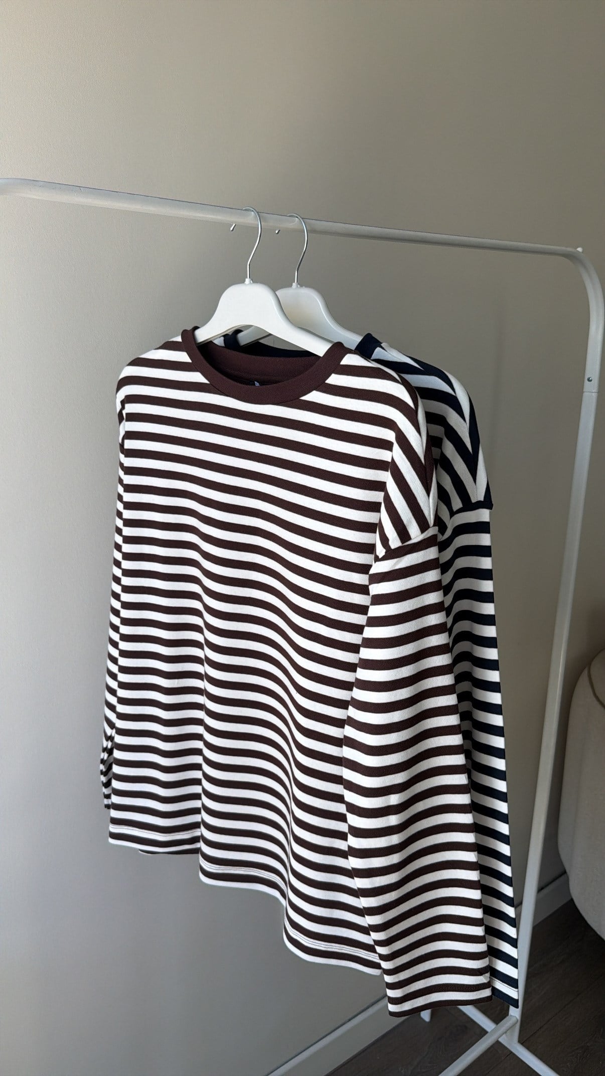 Çizgili Sweatshirt - Kahverengi