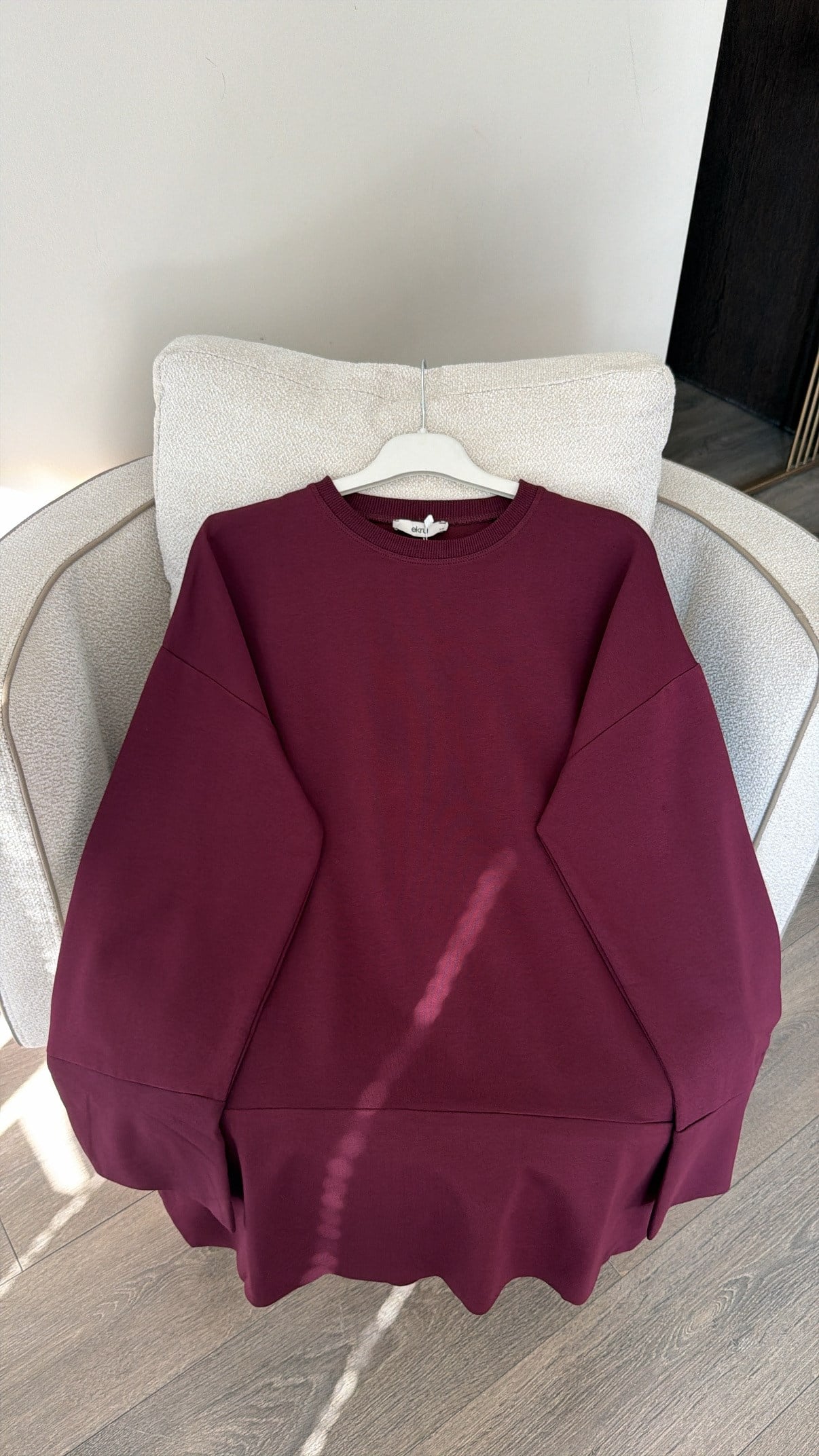 Dikiş Ve Yırtmaç Detaylı Sweatshirt-  Mürdüm