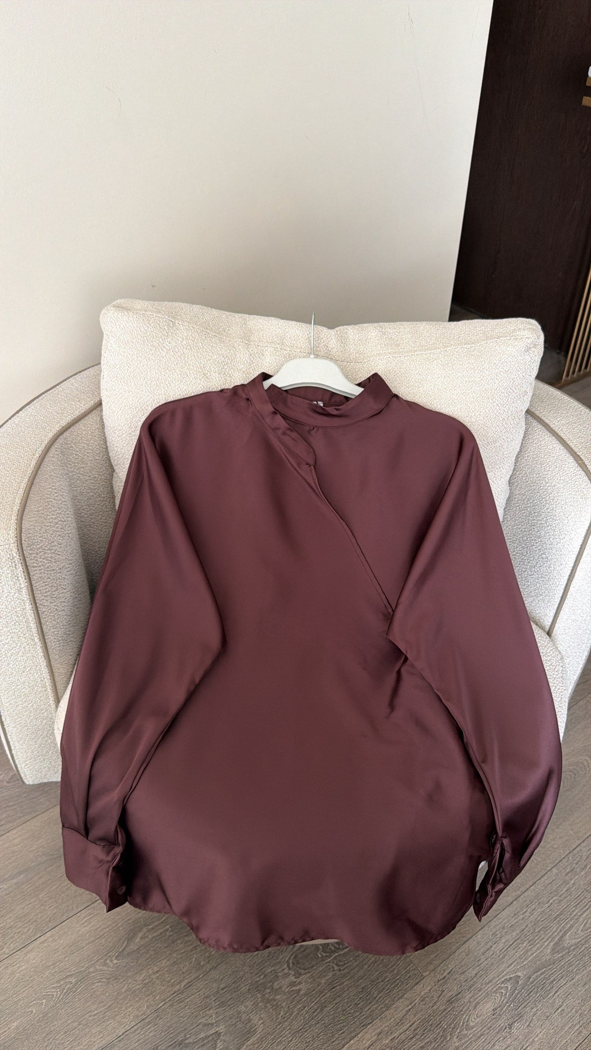 Drapeli Saten Bluz - Bordo