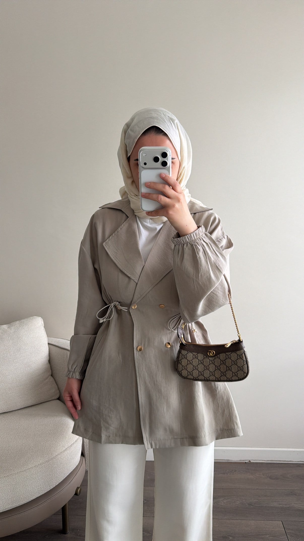 Düğmeli Tencel Ceket - Taş