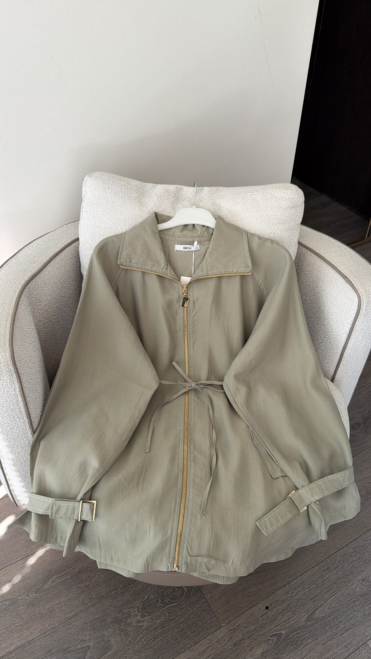 Fermuarlı Tencel Kap - Olive