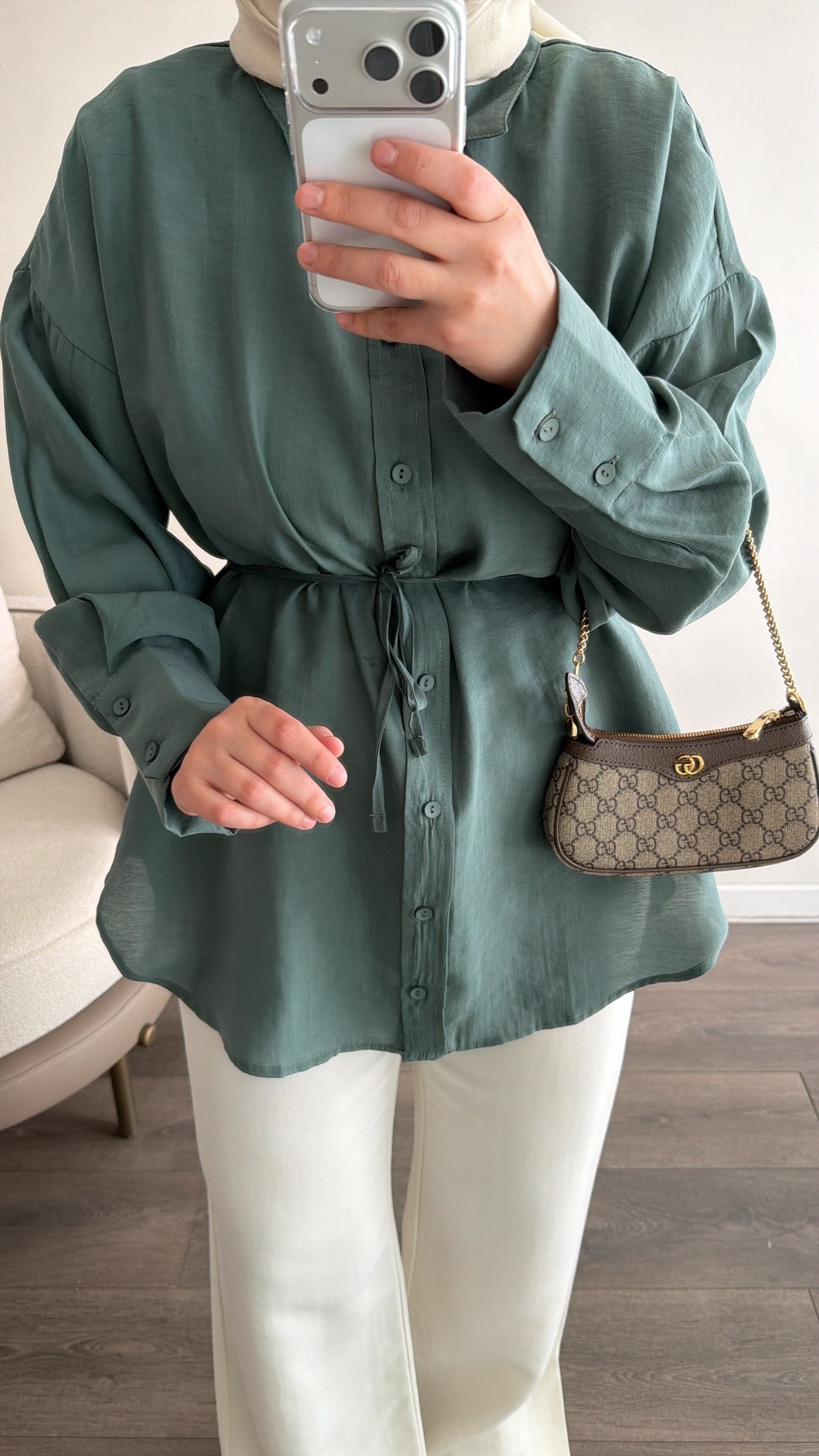 Kalın Manşetli Basic Ada Çayı Gömlek