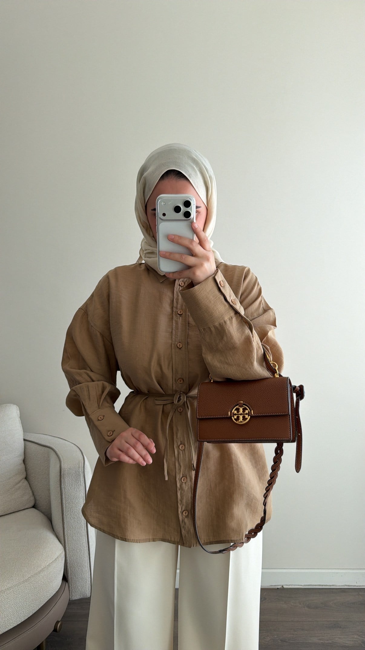 Kalın Manşetli Basic Camel Gömlek