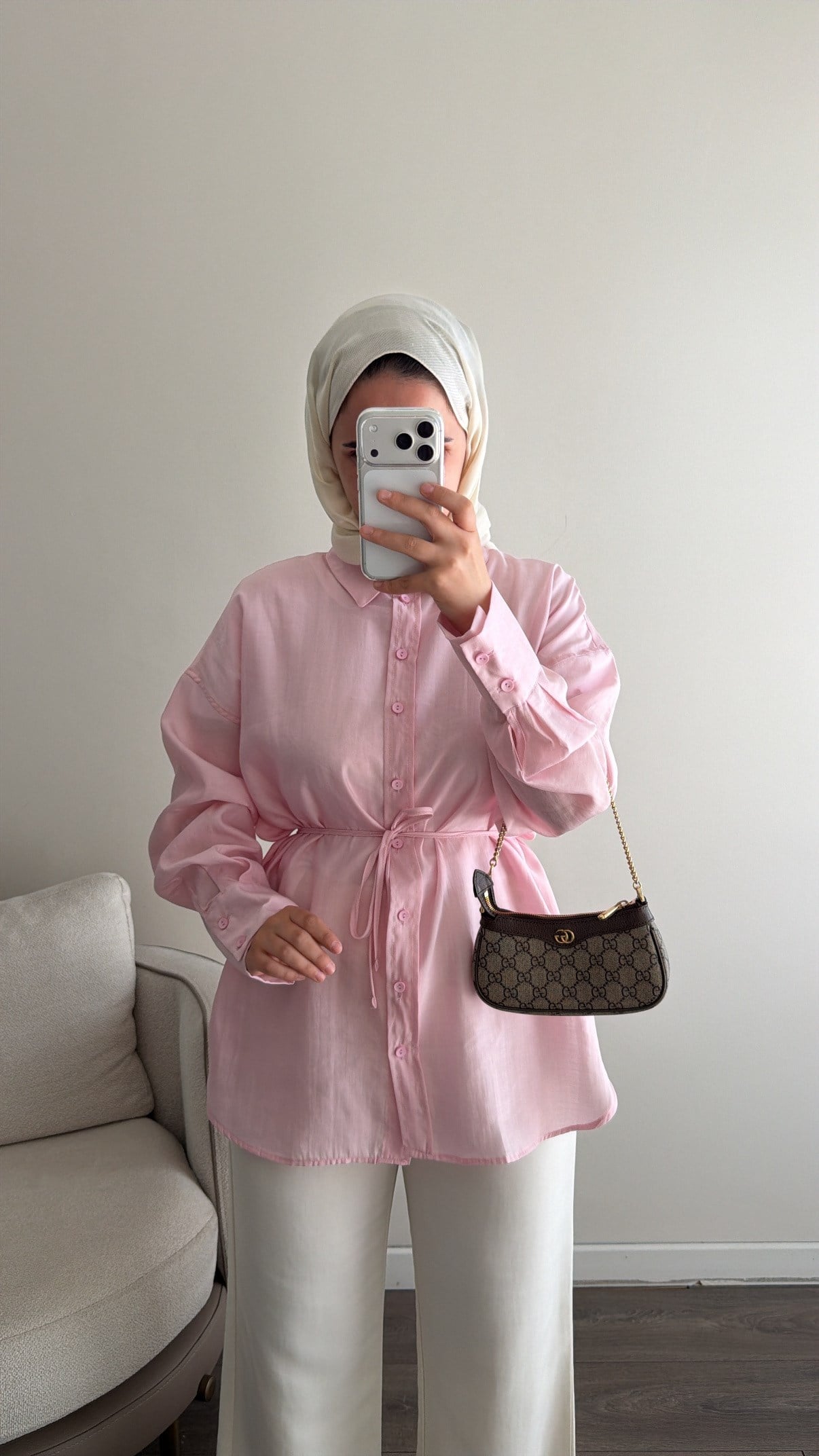Kalın Manşetli Basic Soft Pembe Gömlek