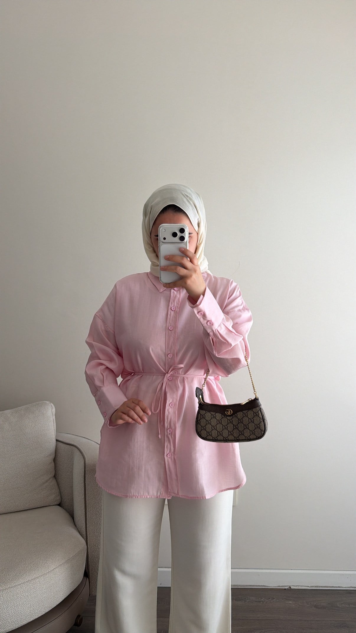 Kalın Manşetli Basic Soft Pembe Gömlek