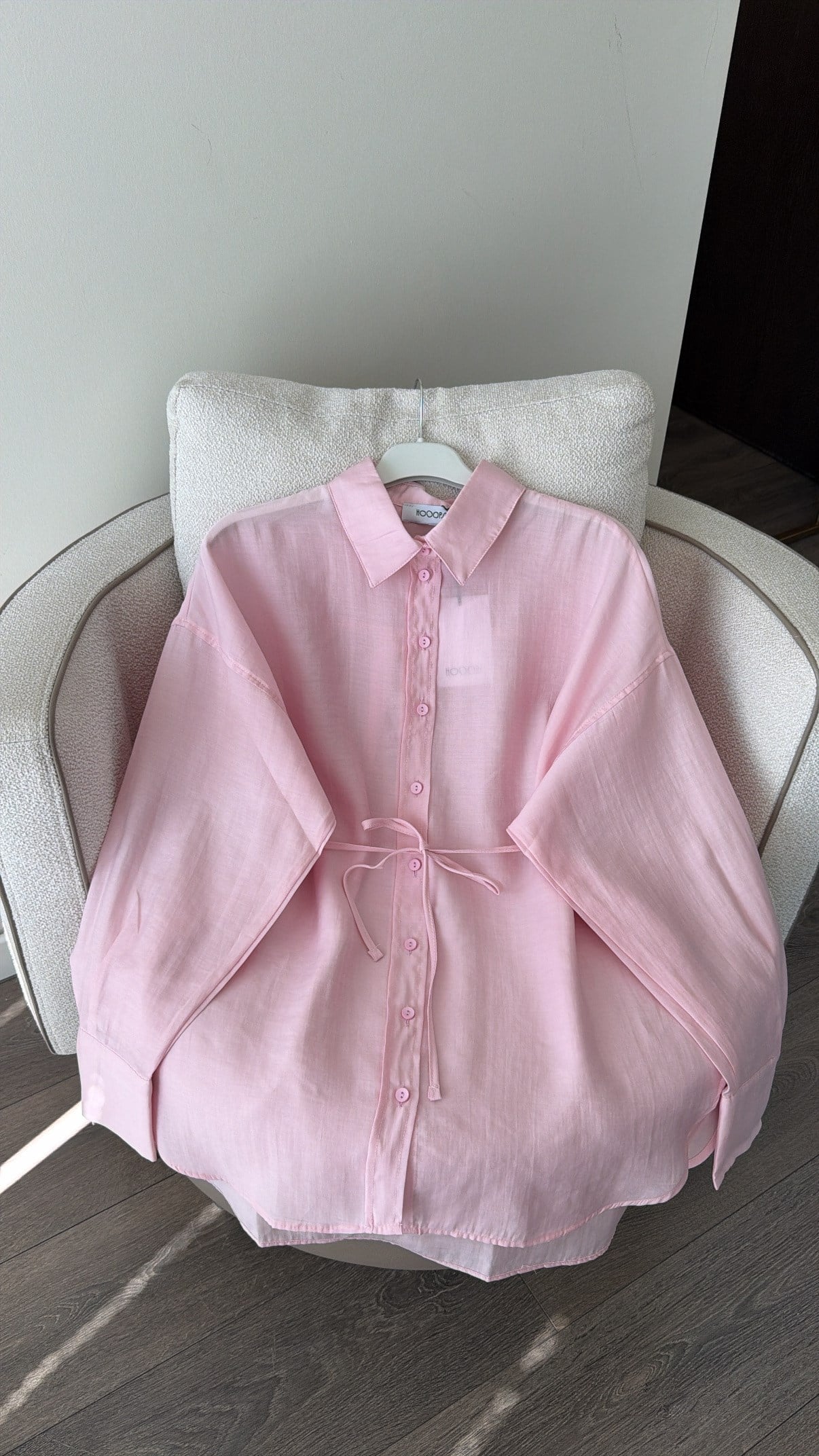 Kalın Manşetli Basic Soft Pembe Gömlek