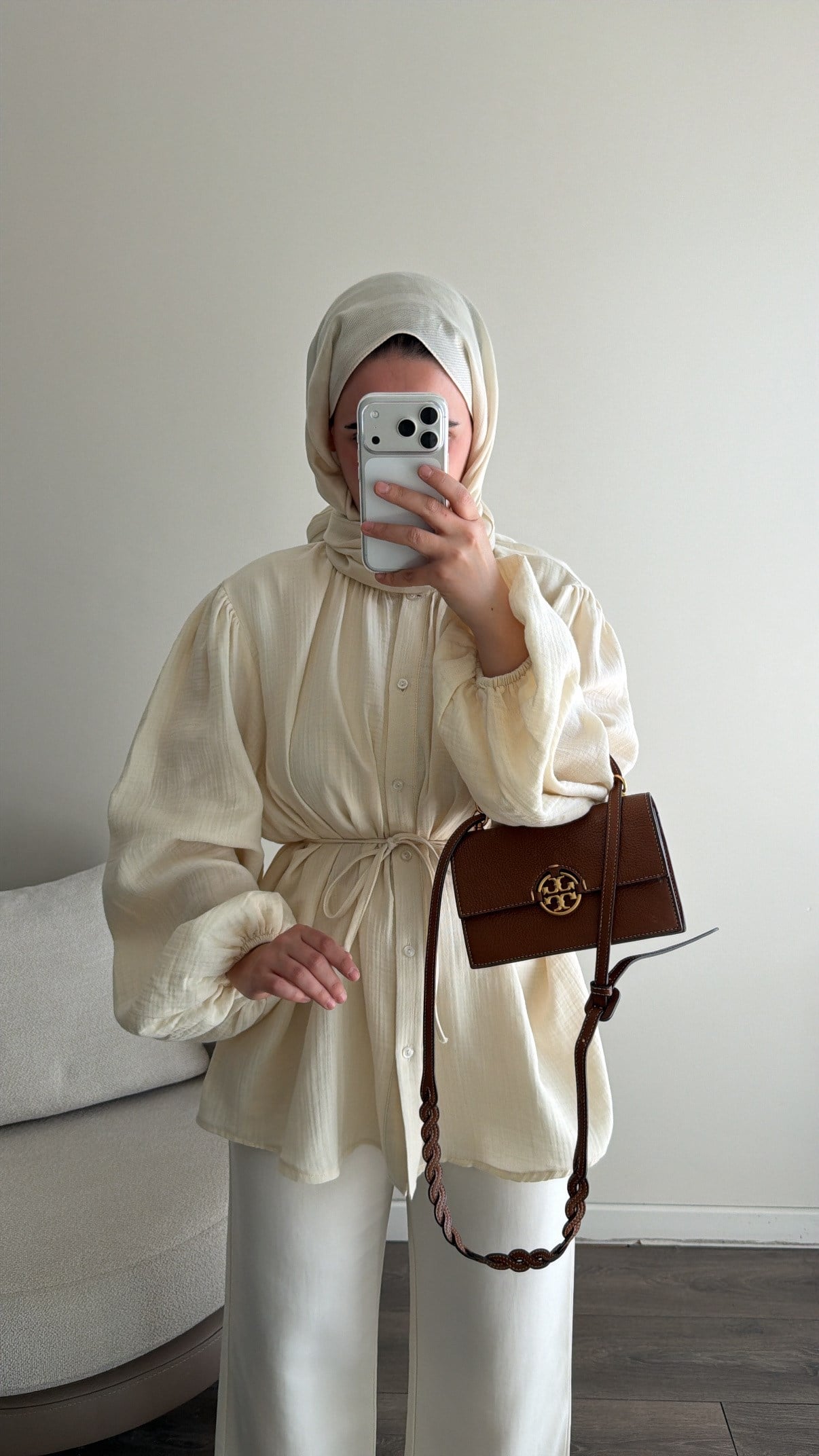 Müslin Gömlek - Krem