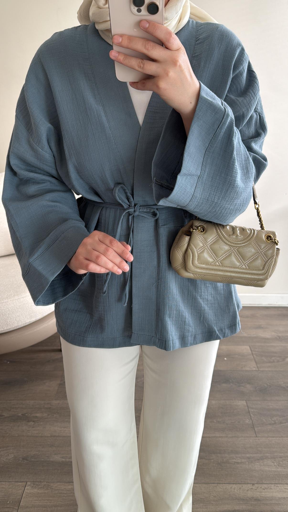 Müslin Kimono - Mavi