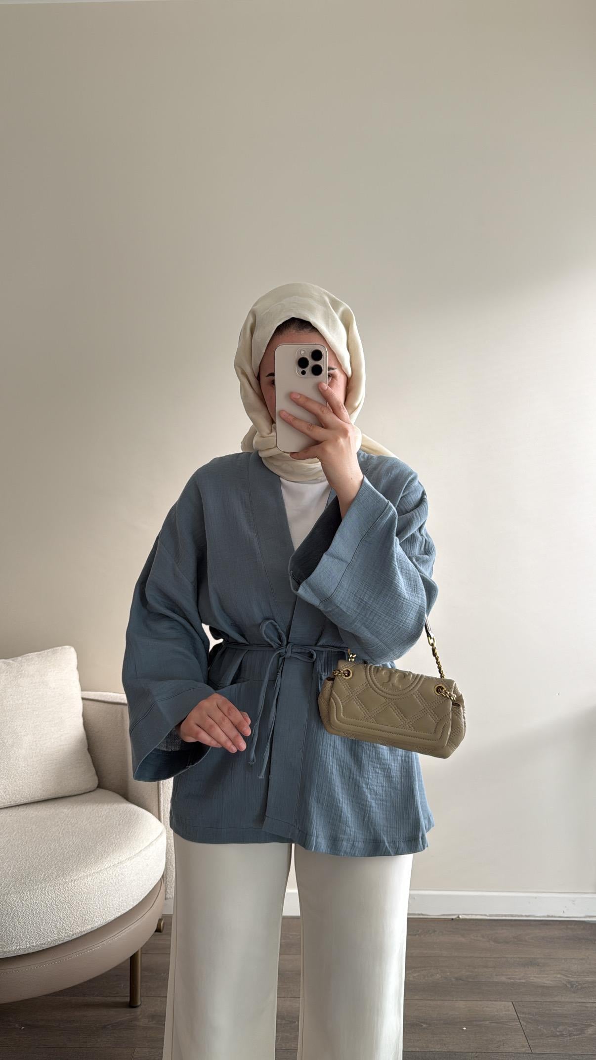 Müslin Kimono - Mavi