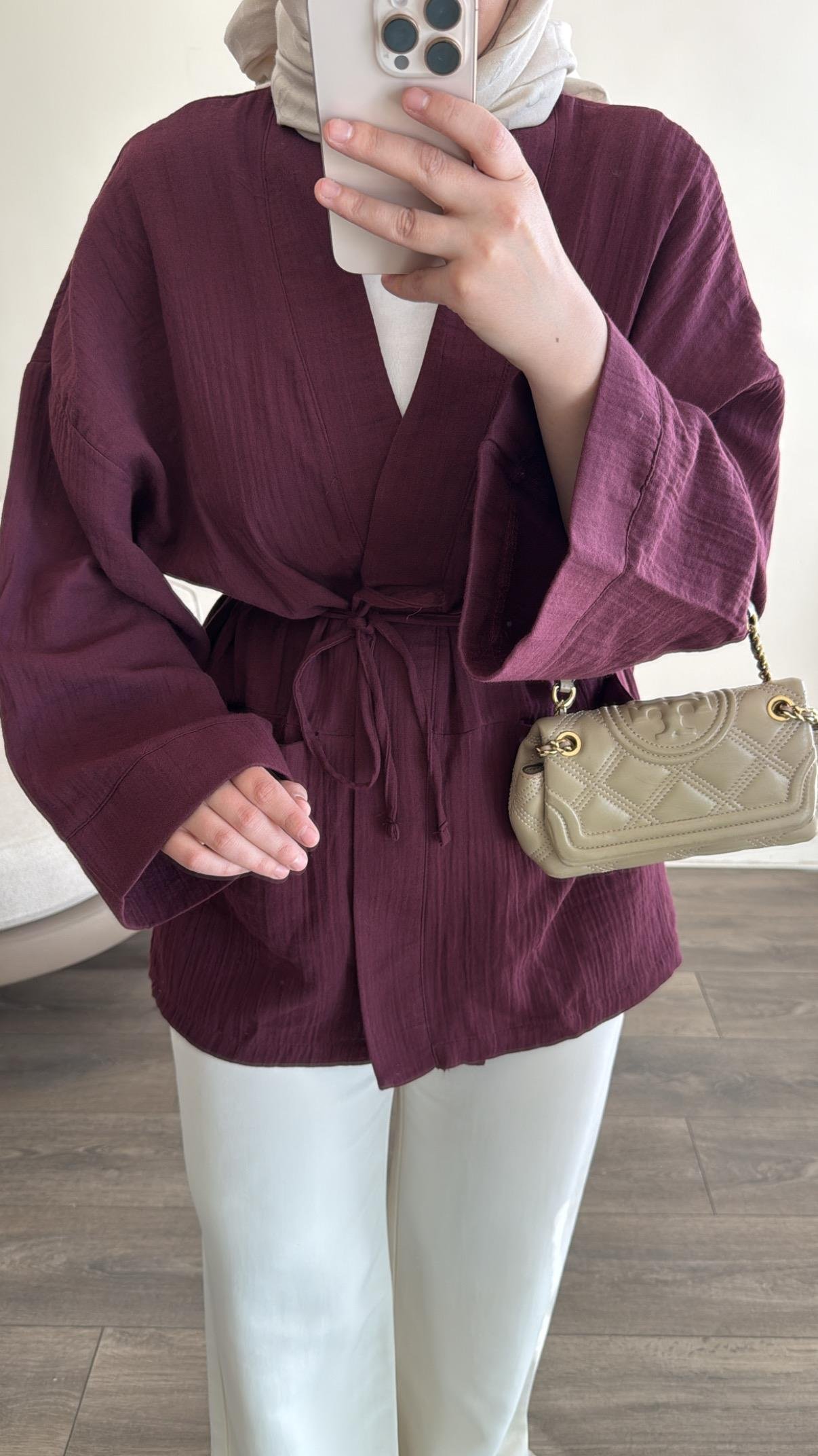 Müslin Kimono - Mürdüm