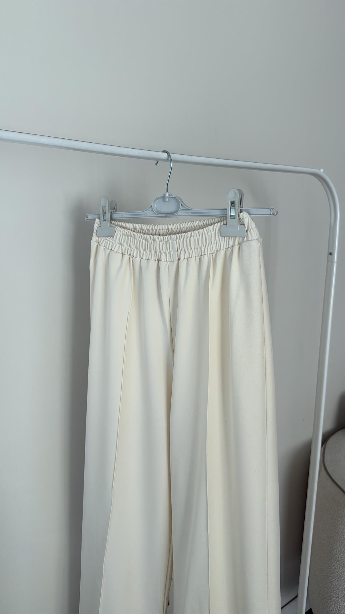 Nervür Dikiş Detaylı Pantolon - Krem