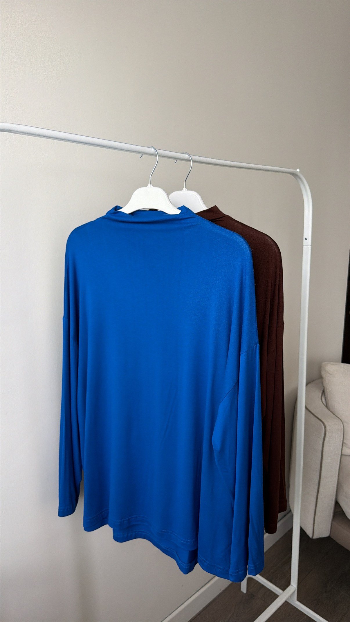Oversize Dik Yaka Bluz - Saks
