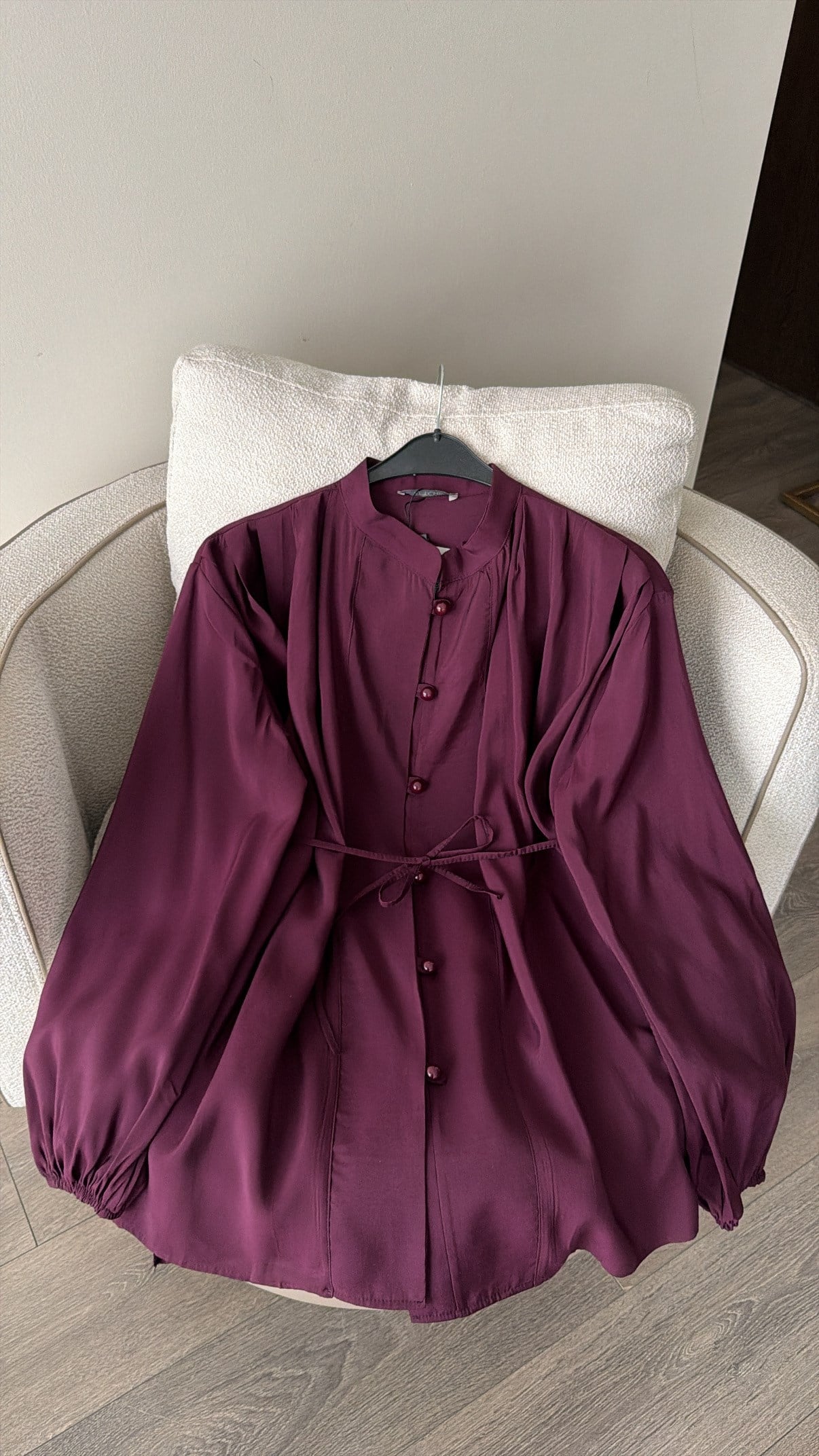 Piliseli Top düğme Gömlek - Mürdüm