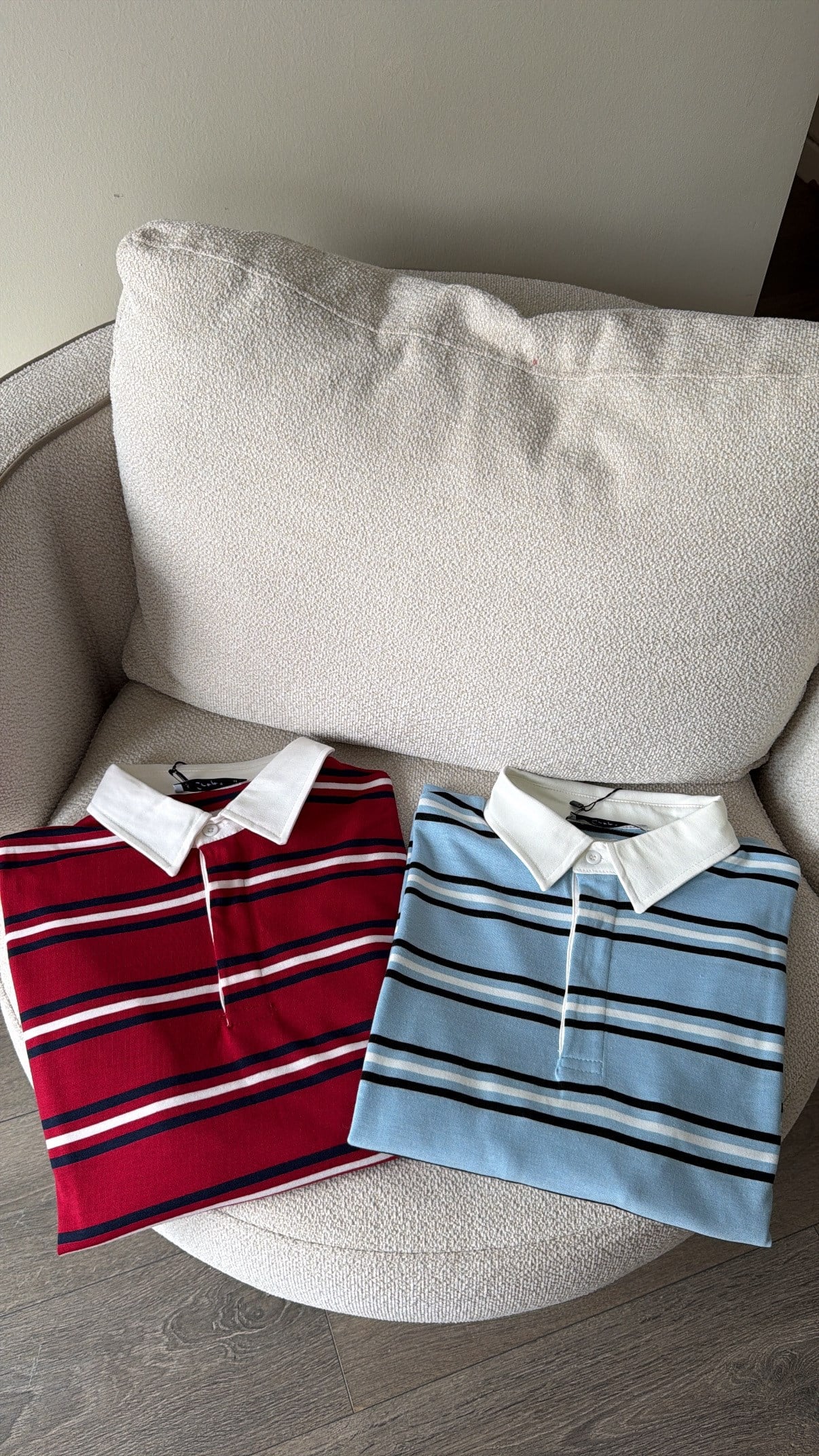 Polo Yaka Çizgili Sweatshirt - Kırmızı
