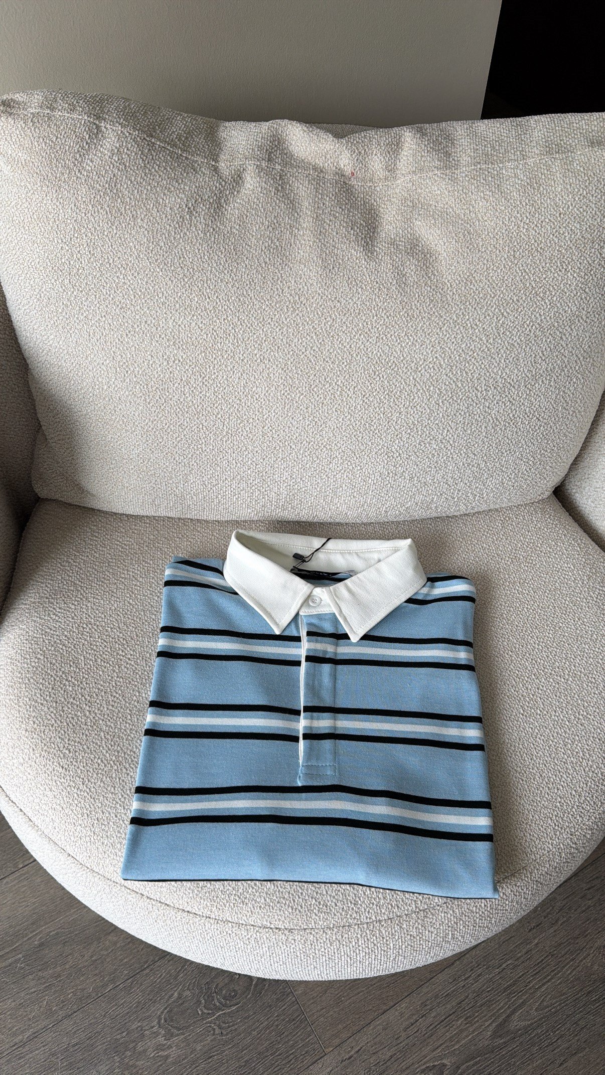 Polo Yaka Çizgili Sweatshirt - Mavi
