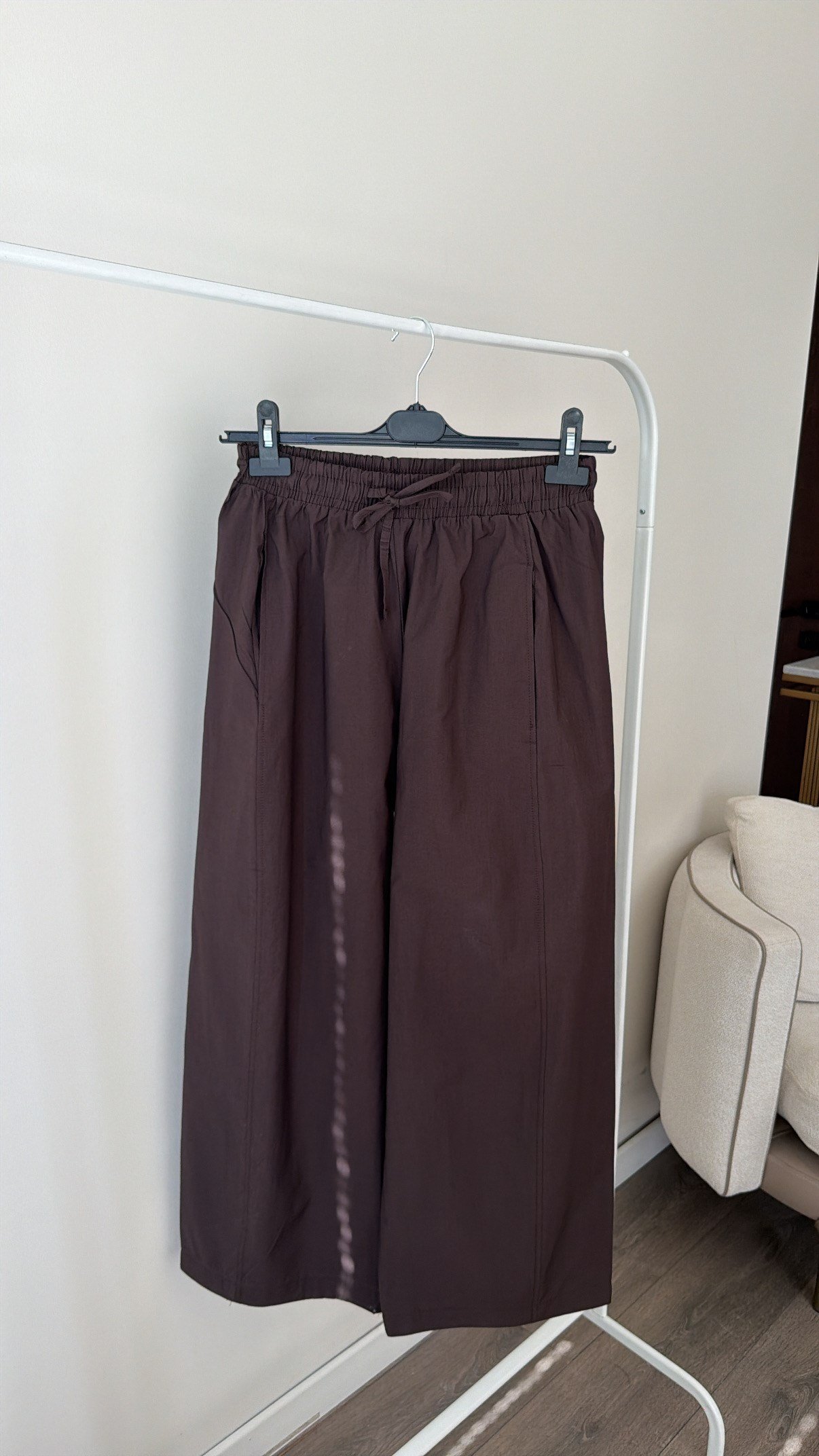Rahat Kesim Geniş Paça Pantolon - Kahve